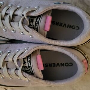 Converse KIDS All Star White Sneakers with Pink Accents